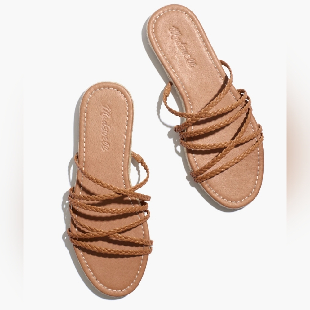 Madewell The Katherine Espadrill Slide Sandal Leather Size 9.5 NWT